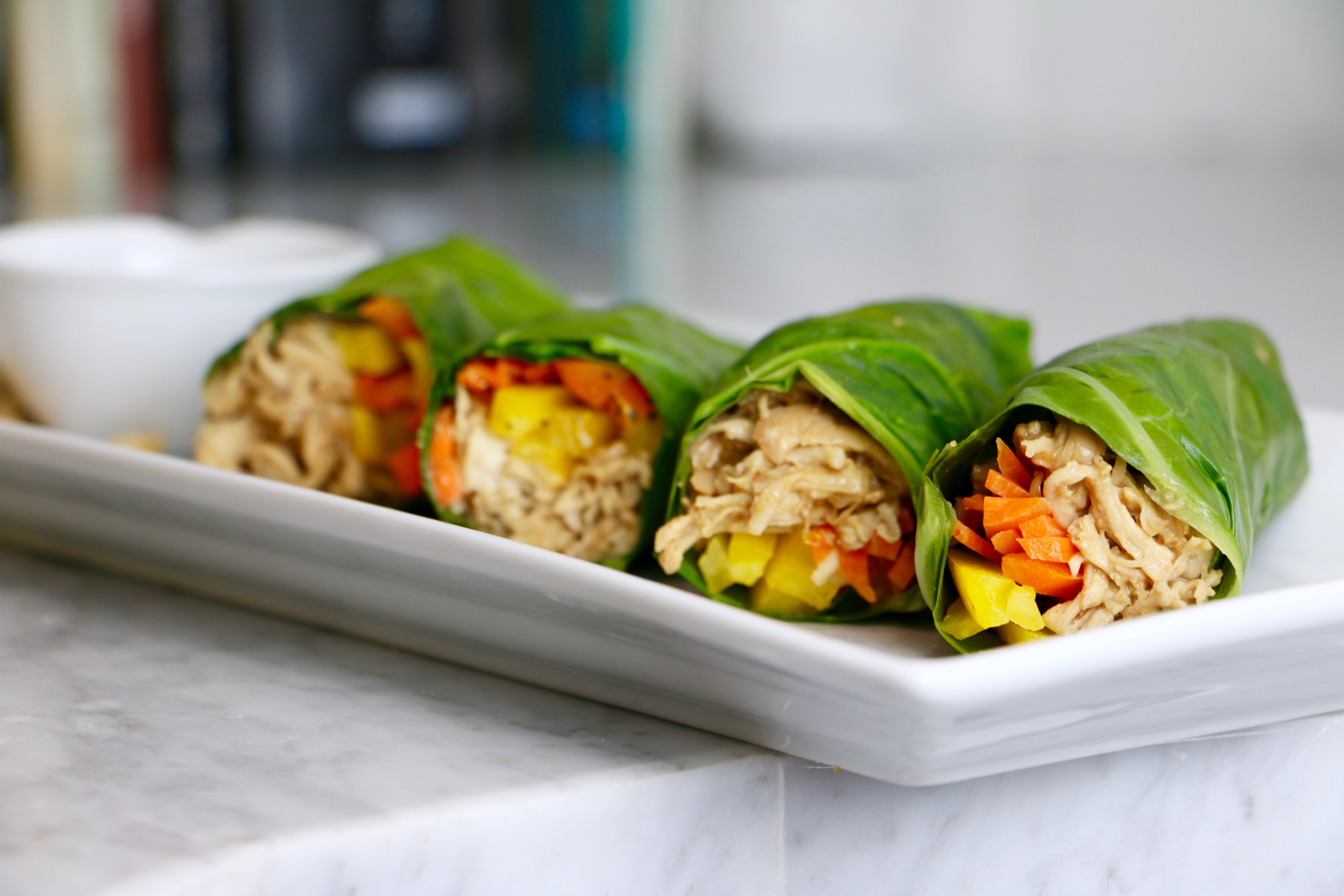 Healthy Thai Chicken Collard Rolls