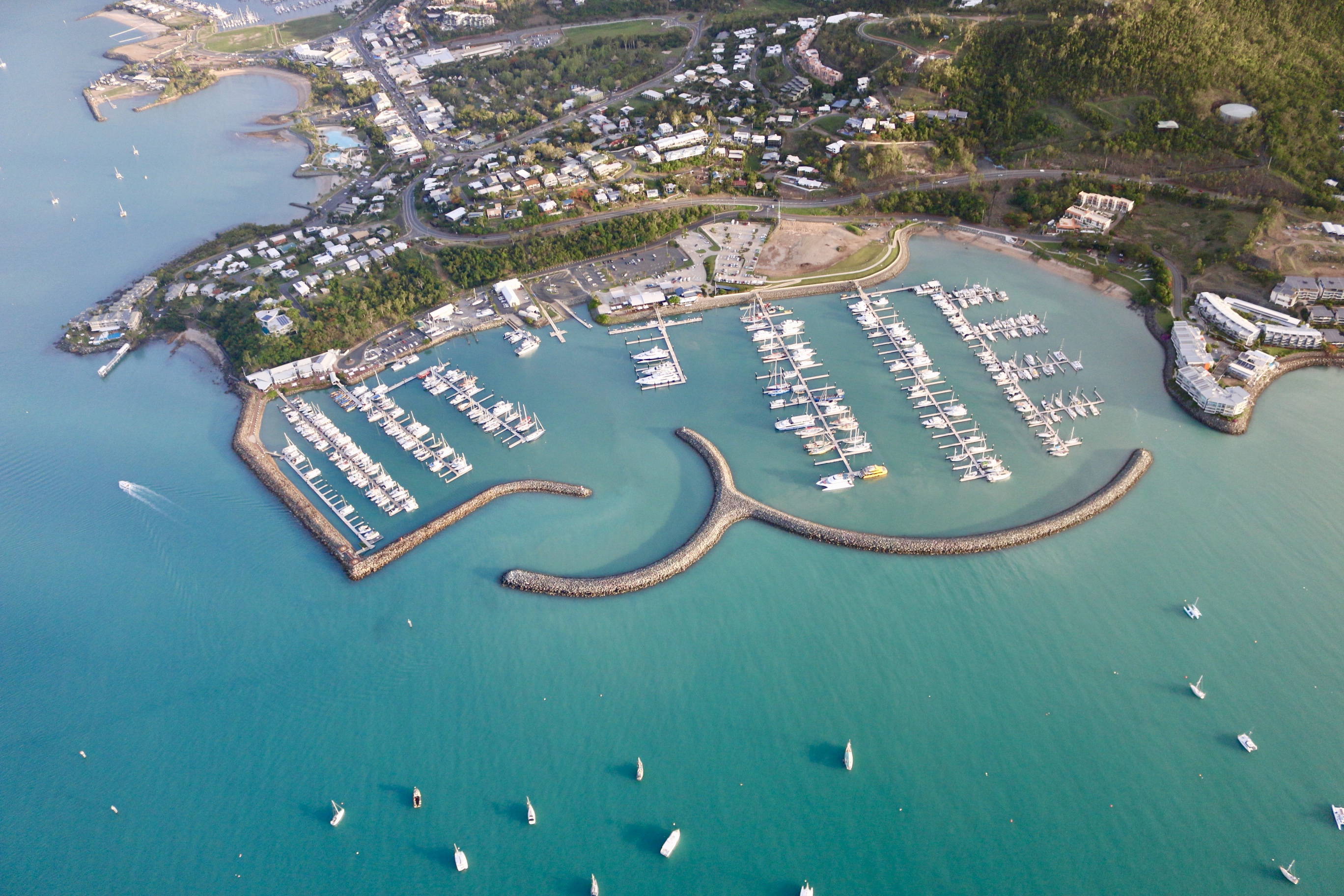 Abell Point Marina from helicopter aerial photo Airlie Beach Whitsunday