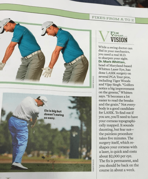 Dr. Whitten featured in Golf Magazine Whitten Laser Eye