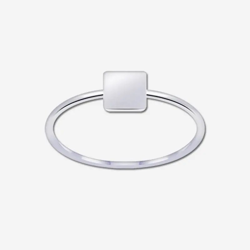 Simple Square Top Sterling Silver Ring Whole Sale 925 Silver