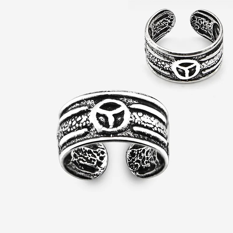 Oxidized Non Piercing Peace Silver Ear Cuff Earring