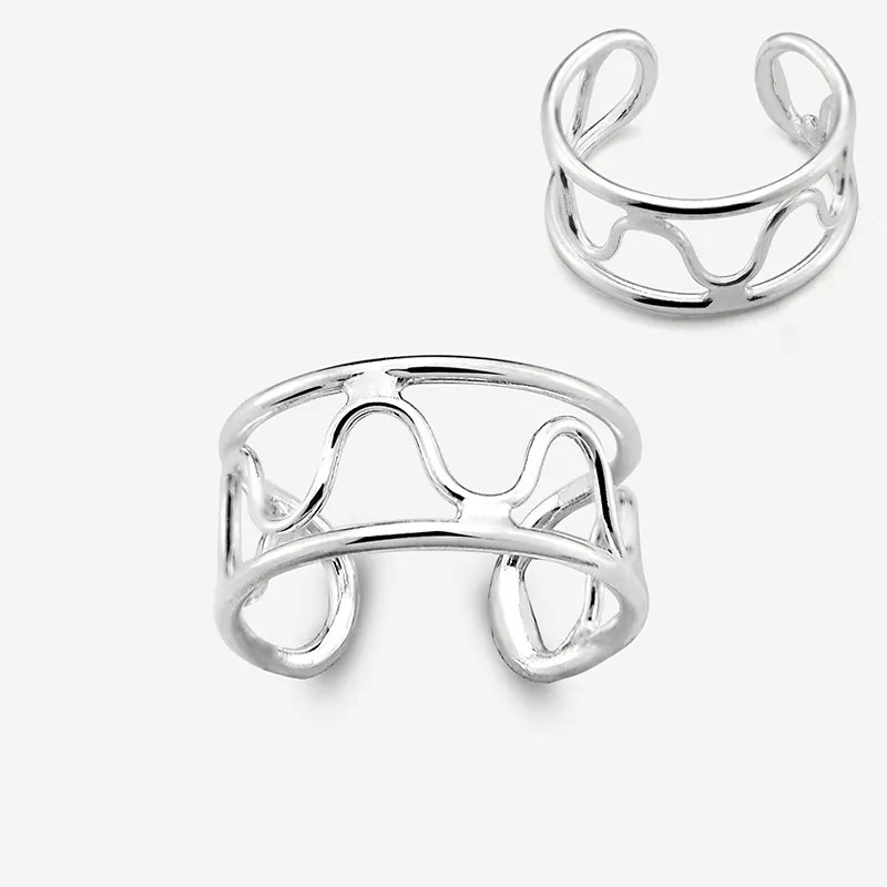 Handmade Wave Silver Ear Cuff Earrings Whole Sale 925 Silver