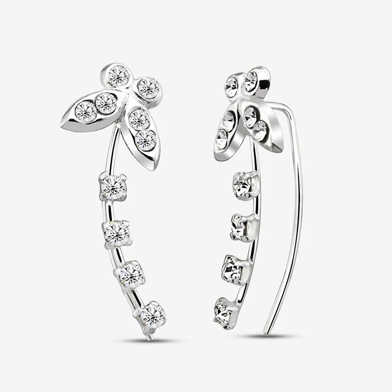 Lovely Butterfly Silver Ear Climber Earrings Whole Sale 925 Silver