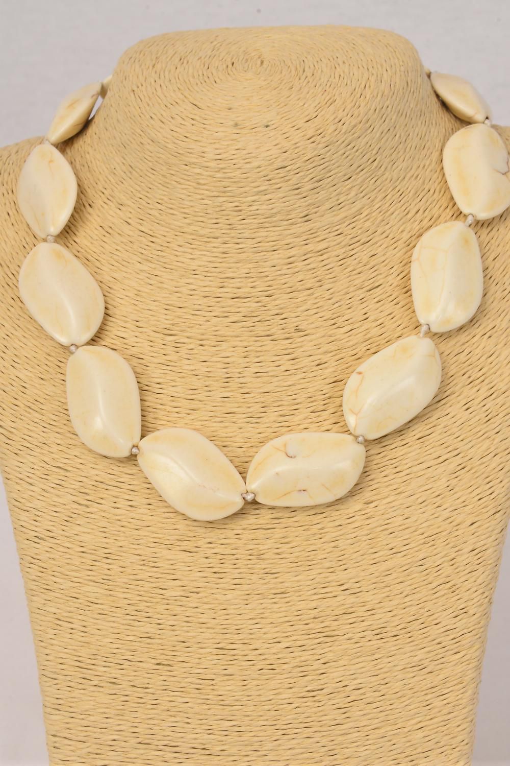 Necklace Oblique Ivory Real Semiprecious Stones/PC **Ivory** Block Size