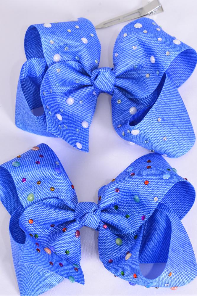 Denim Hair Bow On Alligator Clip