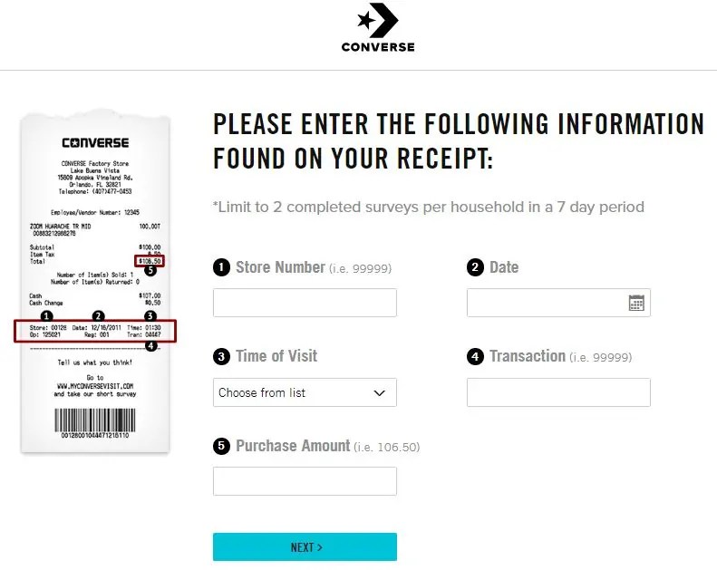 Converse Survey Get 5 Gift Cards My Converse Visit Widget Box