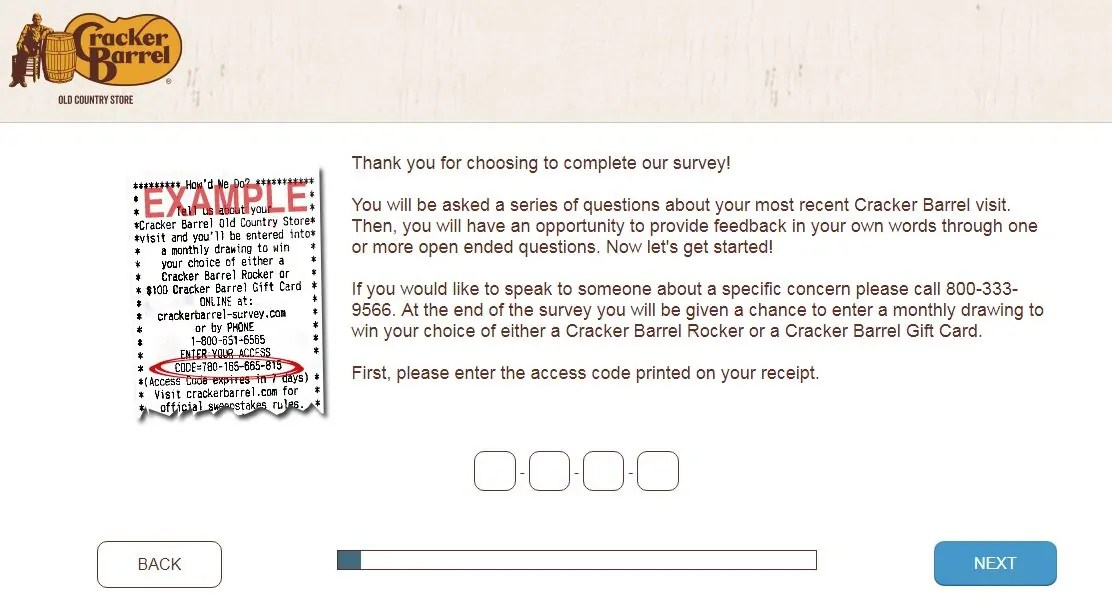 Cracker Barrel Survey Win 100 Gift Card or Rocking Chair Widget Box