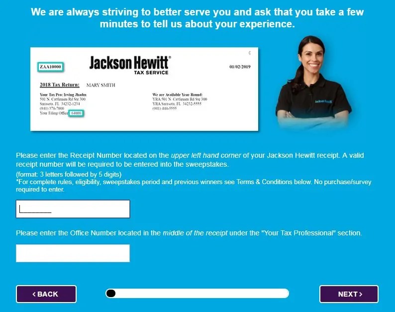 Jackson Hewitt Survey Win 500 Cash Prize TellJH Survey Widget Box