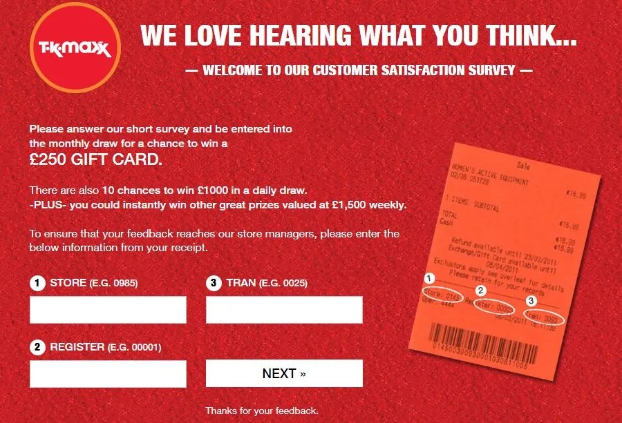 TK Maxx Survey Win 250 TK Maxx Gift Cards TKMaxxCare Widget Box