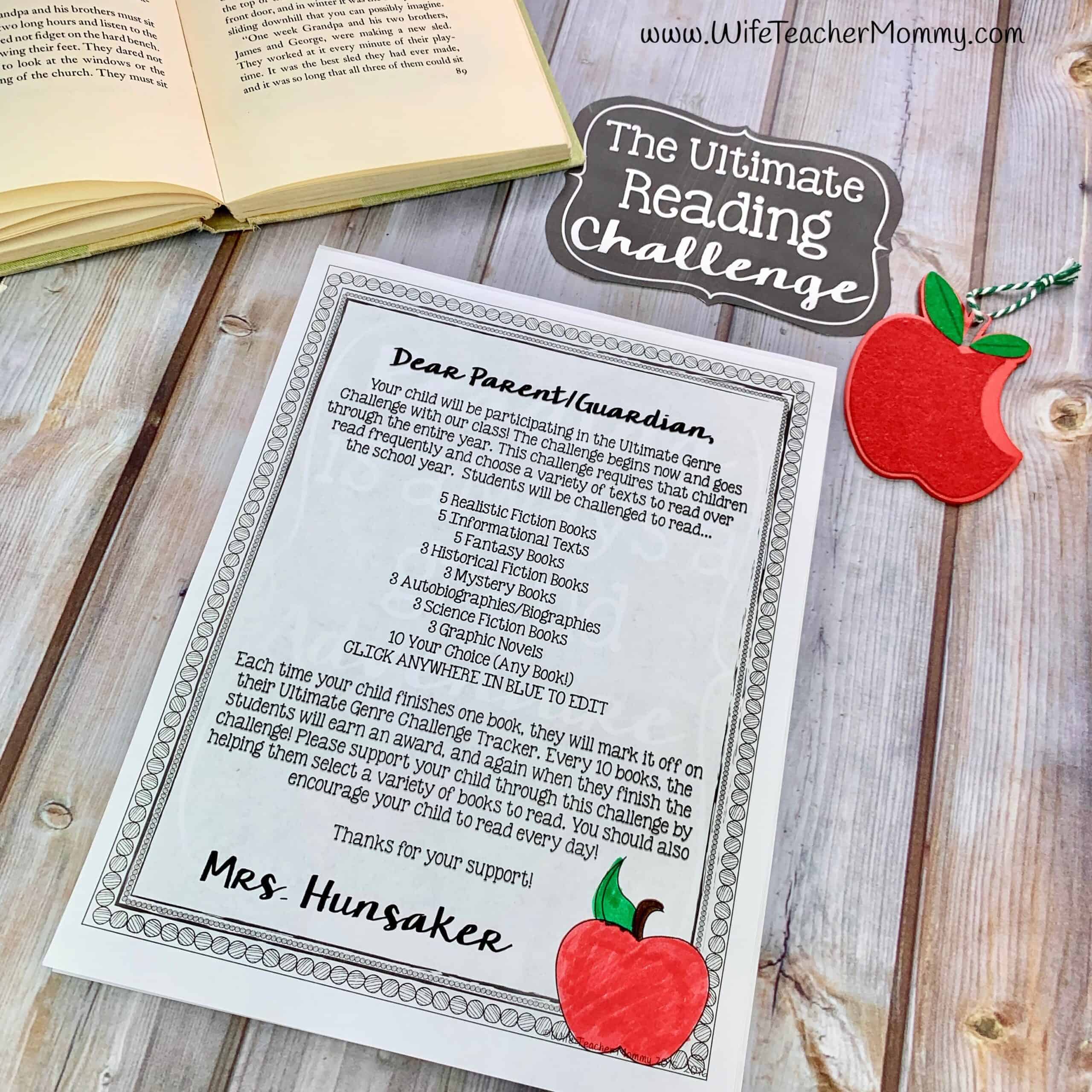 Ultimate Editable Reading Challenge Wife Teacher Mommy