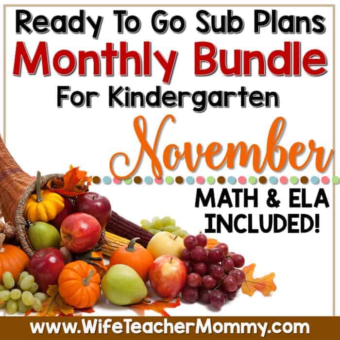 November Kindergarten Theme Lesson Plans for Math and ELA