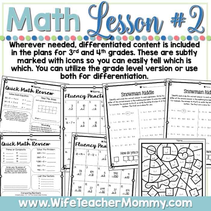 January Homeschool Lessons for 3rd Grade and 4th Grade Math Wife