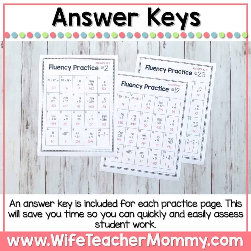 36 Weeks of Math Fluency Practice for 4th Grade PRINTABLE Wife