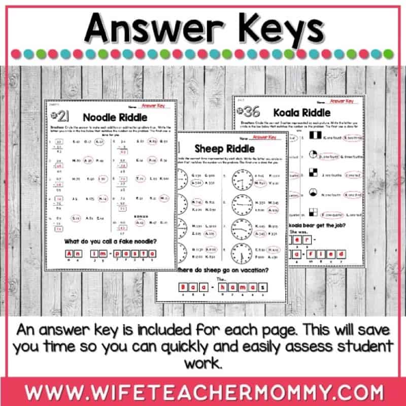 36 Weeks of 2nd Grade Math Riddles Worksheets