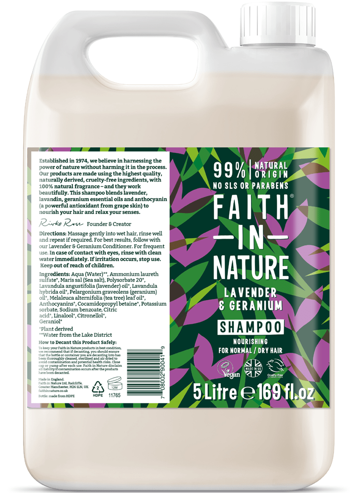 Faith in Nature Lavender & Geranium Shampoo 5 Litre