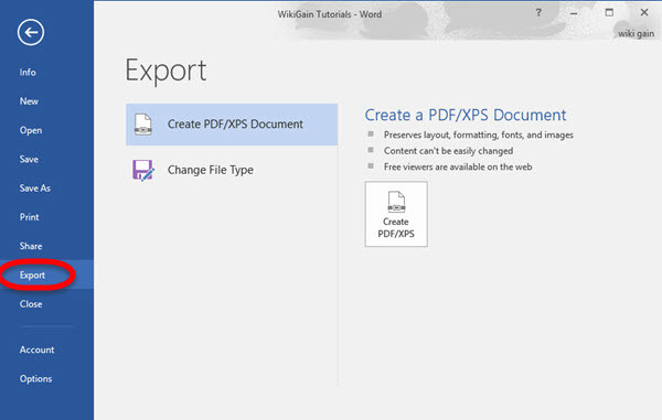 Working with File Tab in Microsoft Word 2016 Part 3 wikigain