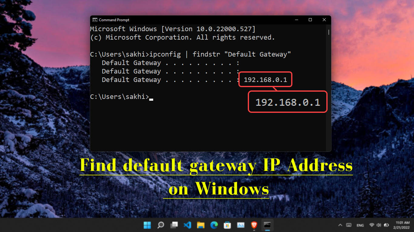 How to Find default Gateway IP address in Windows 11, 10 and 8?