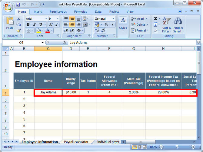 How to Prepare Payroll in Excel (with Pictures) wikiHow