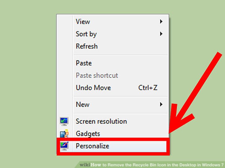 How to Remove the Recycle Bin Icon in the Desktop in Windows 7