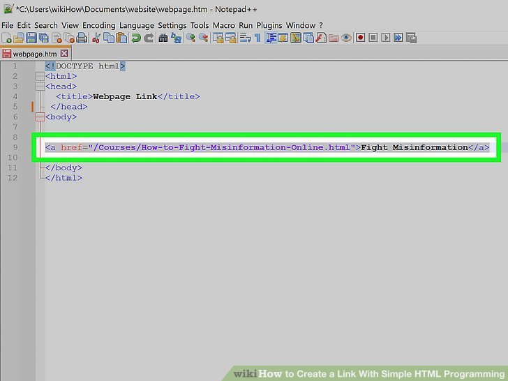 How to Create a Link With Simple HTML Programming 9 Steps