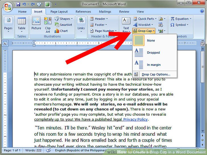 How to Create a Drop Cap in a Word Document 6 Steps