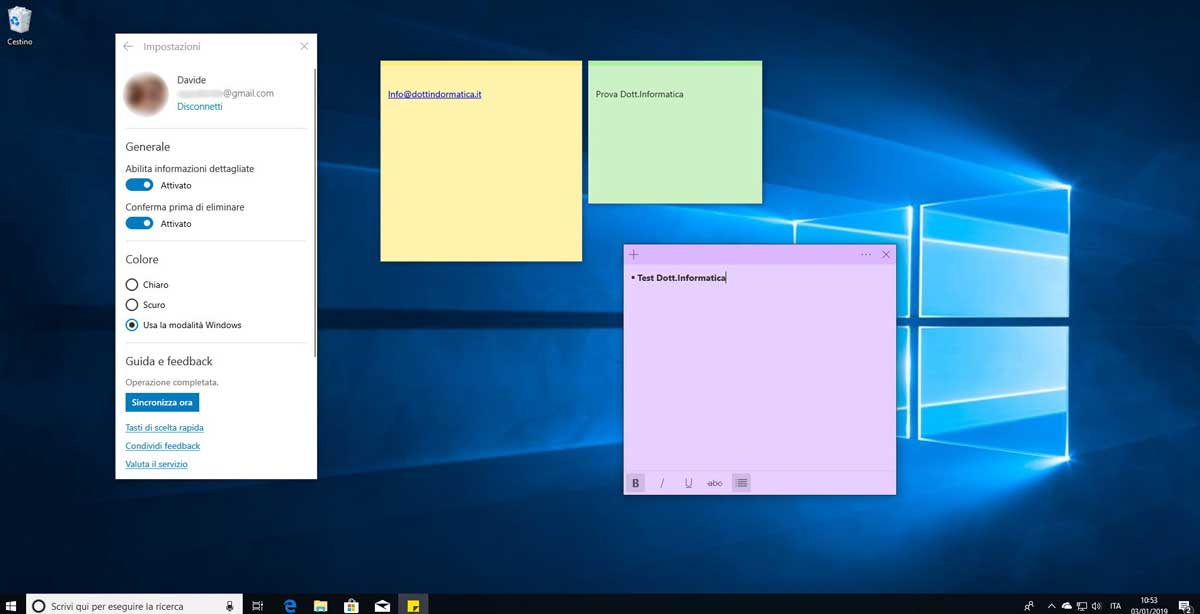 Scrivere post it su desktop Divulgazione Tecnologica e informatica