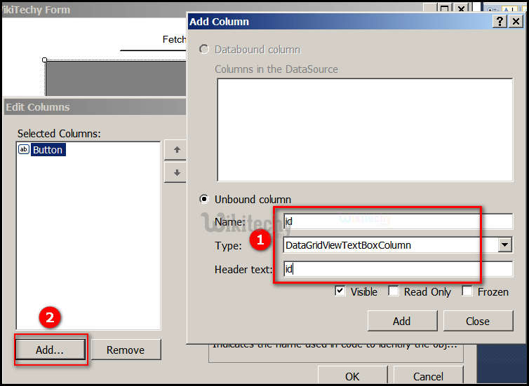 C Controls Datagridview Button Column Button Column In Datagridview