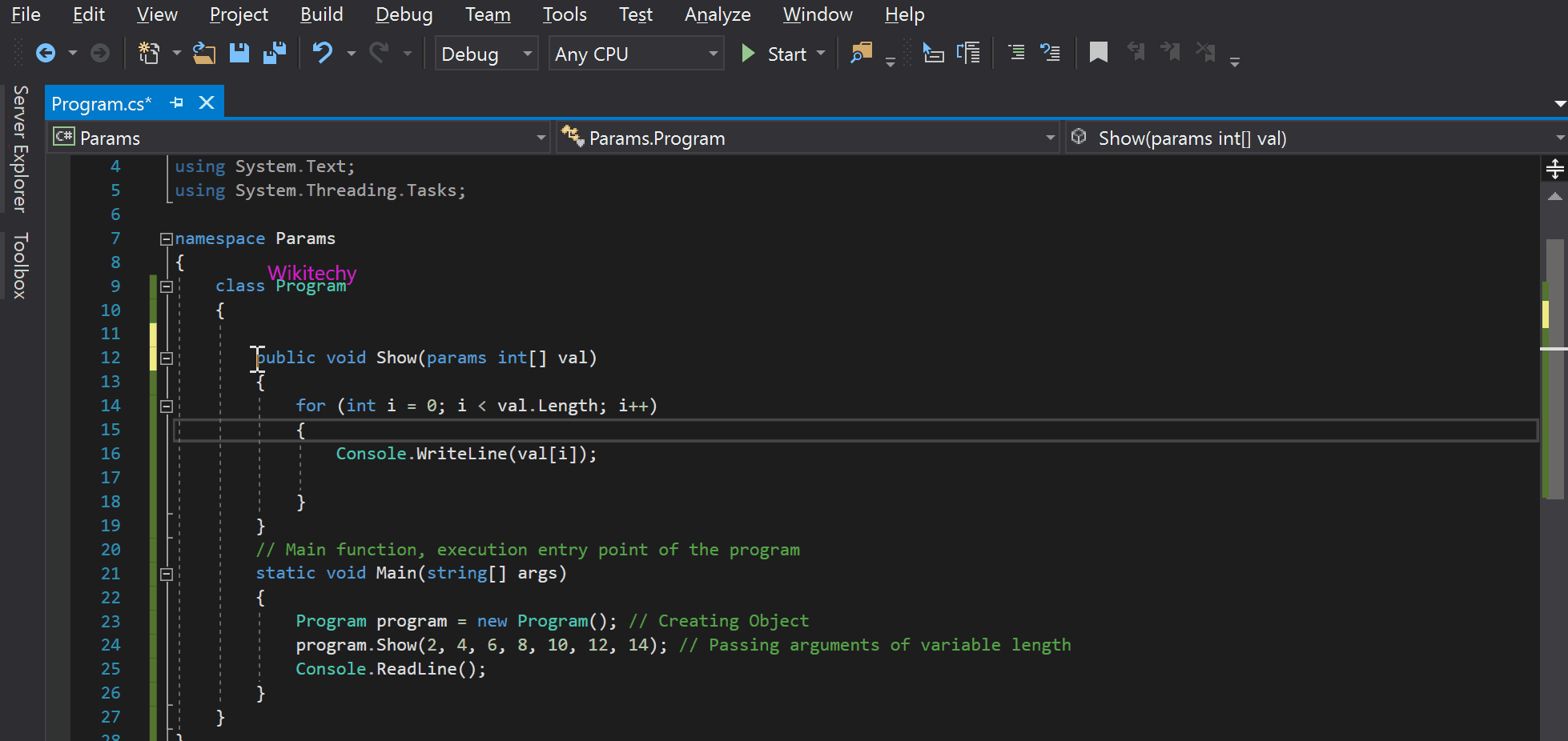 C Params Params Keyword in C