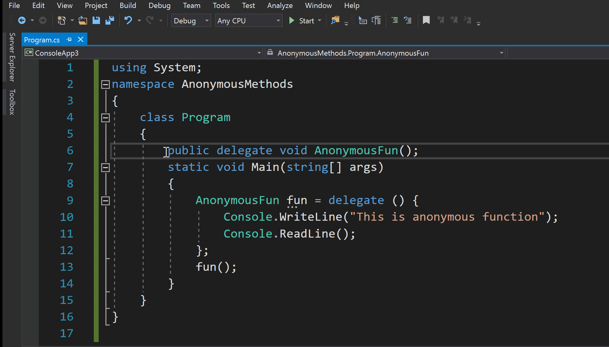 C Anonymous Function Anonymous Method in C