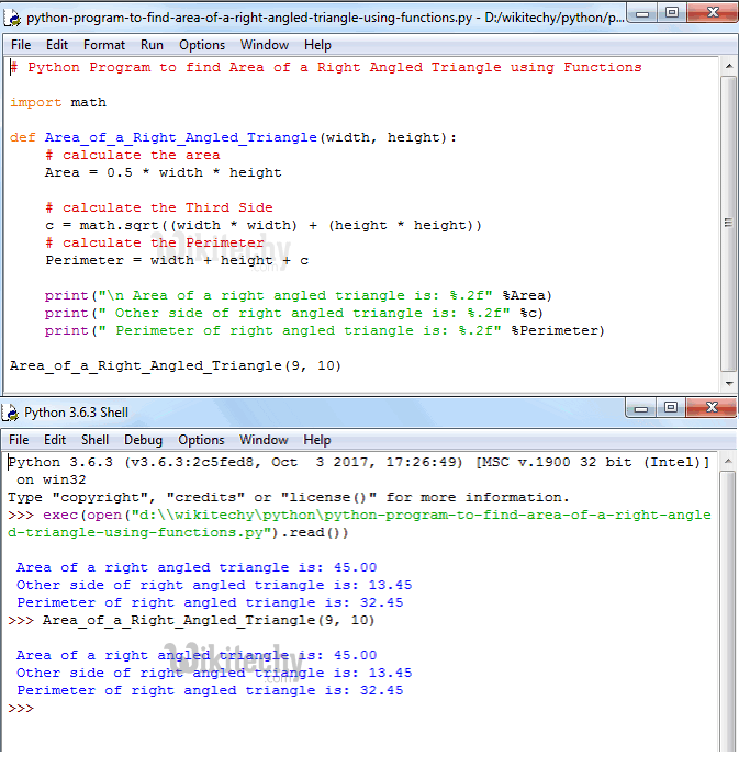 python tutorial Python Program to find Area of a Right Angled