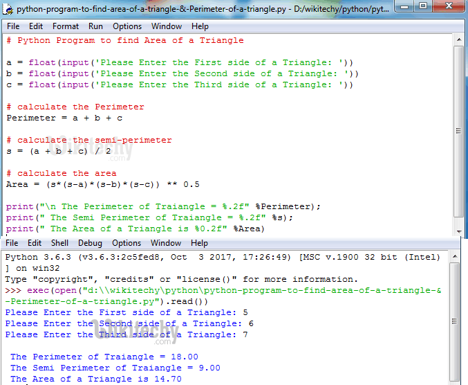 python tutorial Python Program to find Area Of a Triangle By