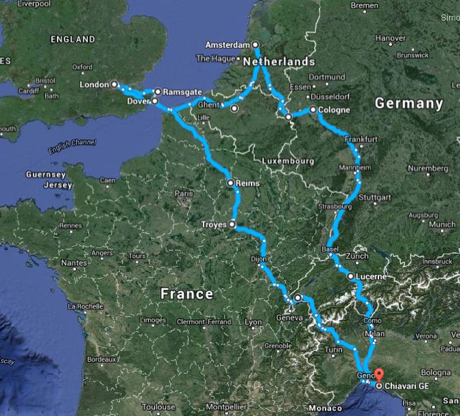 How far is amsterdam from london by car