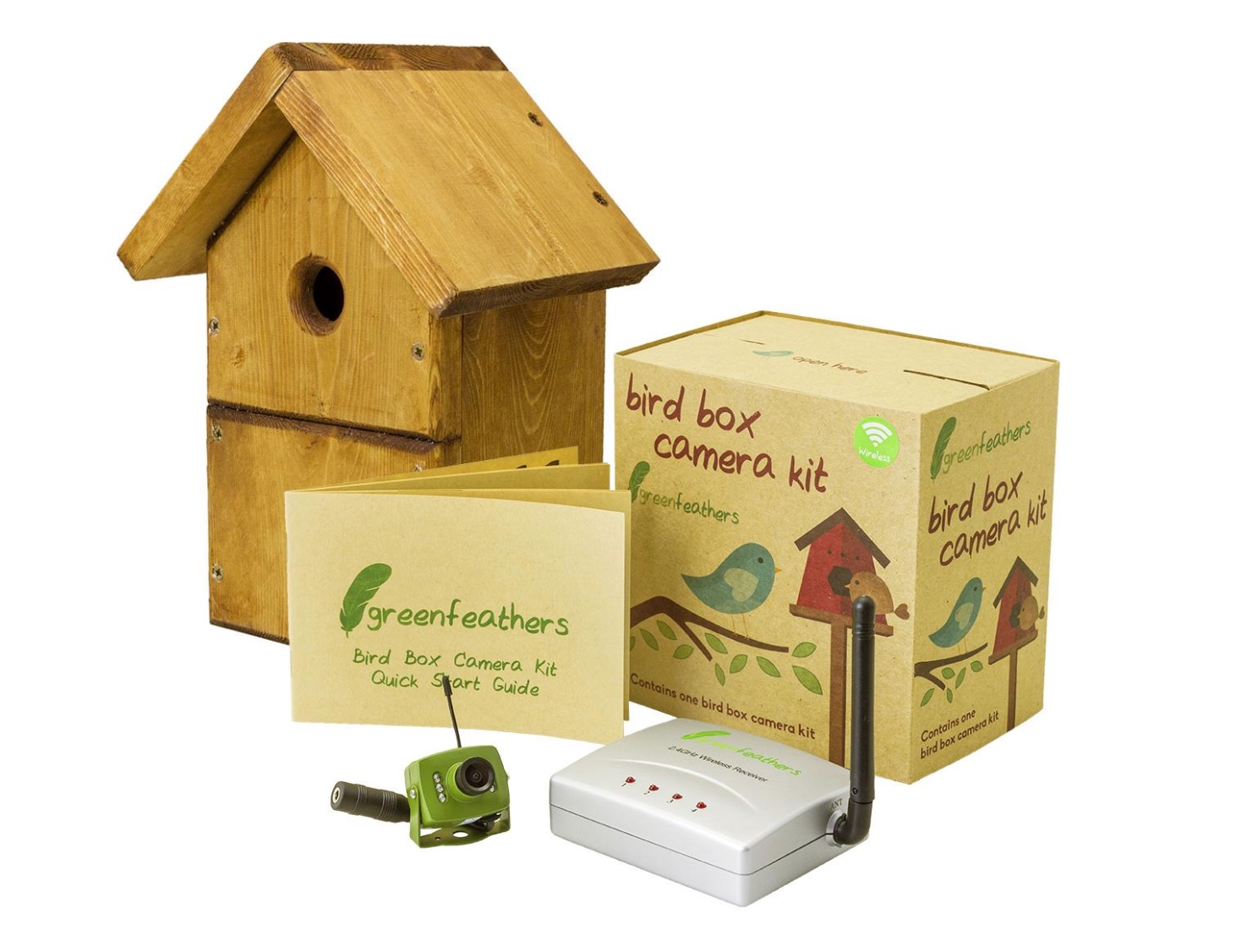 Green Feathers Bird Box & Wireless Camera Kit