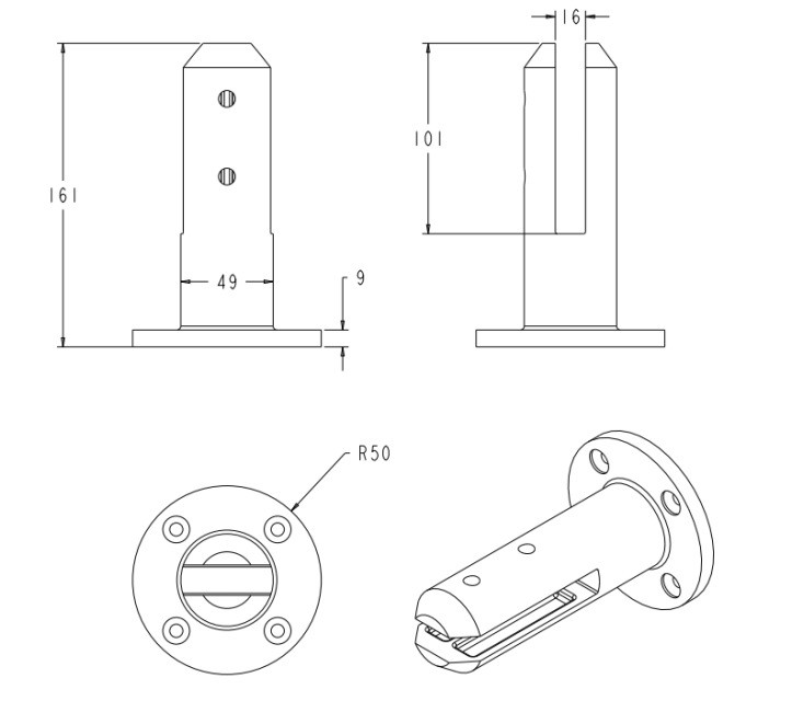 Spigot Railing Glass Clamp Round Powder Coating Deck Fence Balustrade