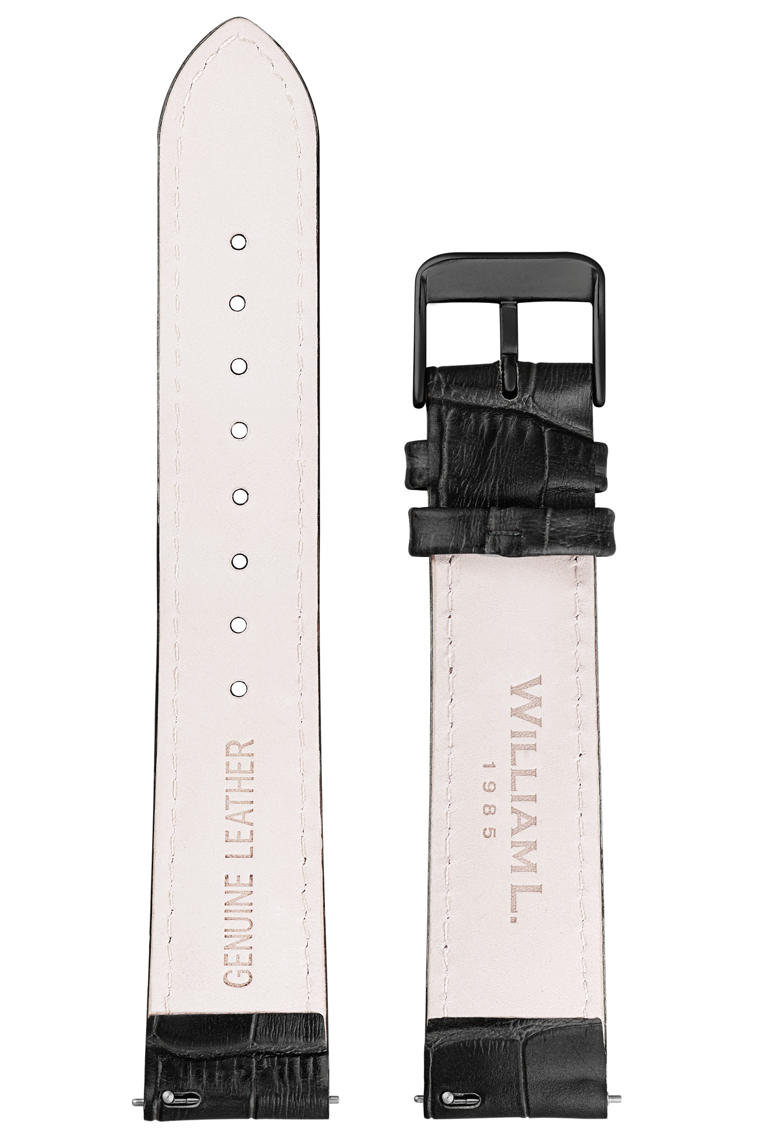 William L. 1985 Leather Strap Black Croco IP Black Buckle