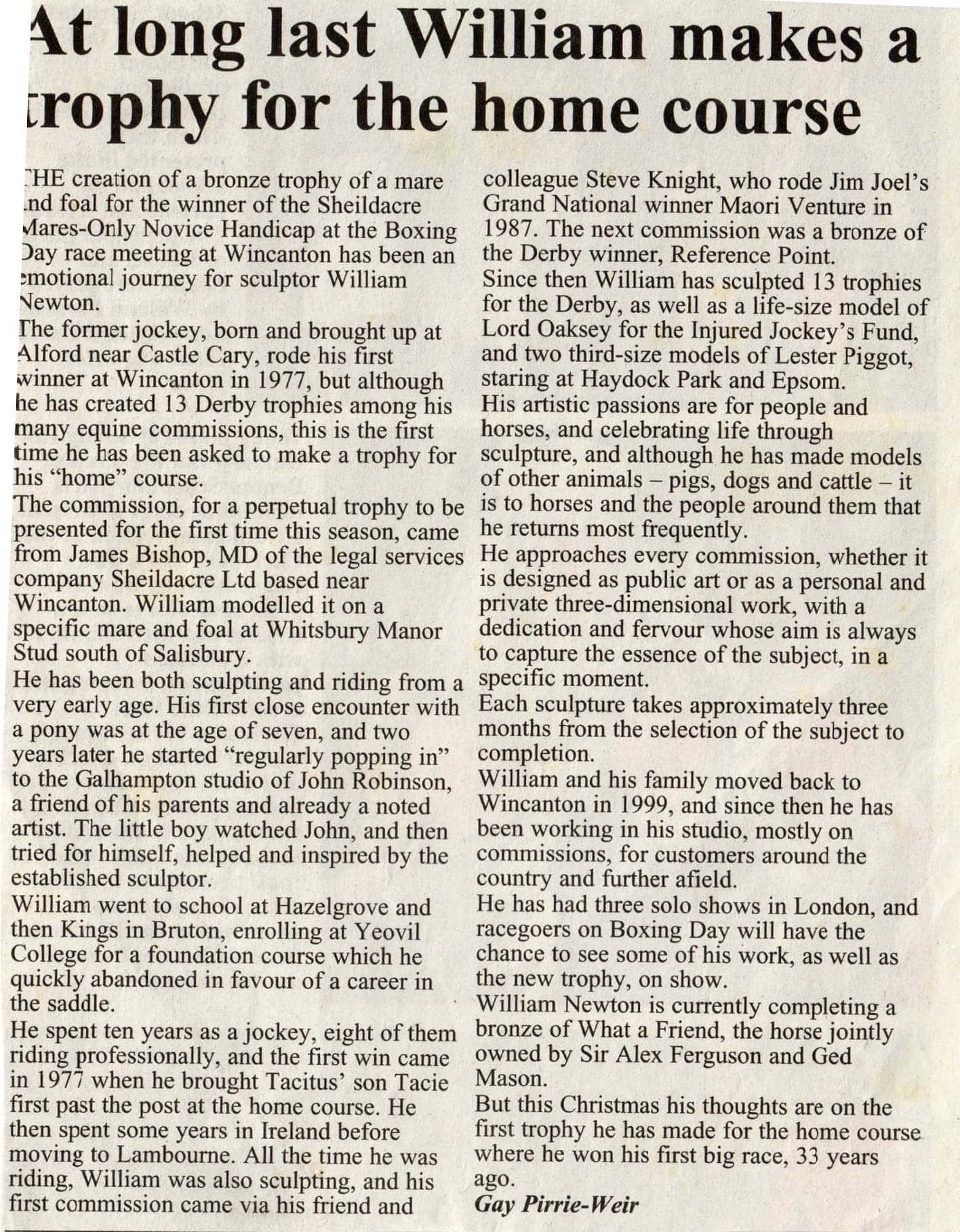 Newspaper Extracts William Newton