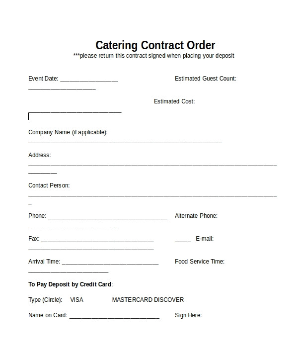 Catering Contracts Templates