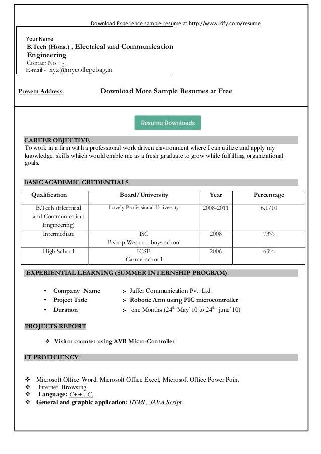 Normal Resume format Word File Free Download williamsonga.us