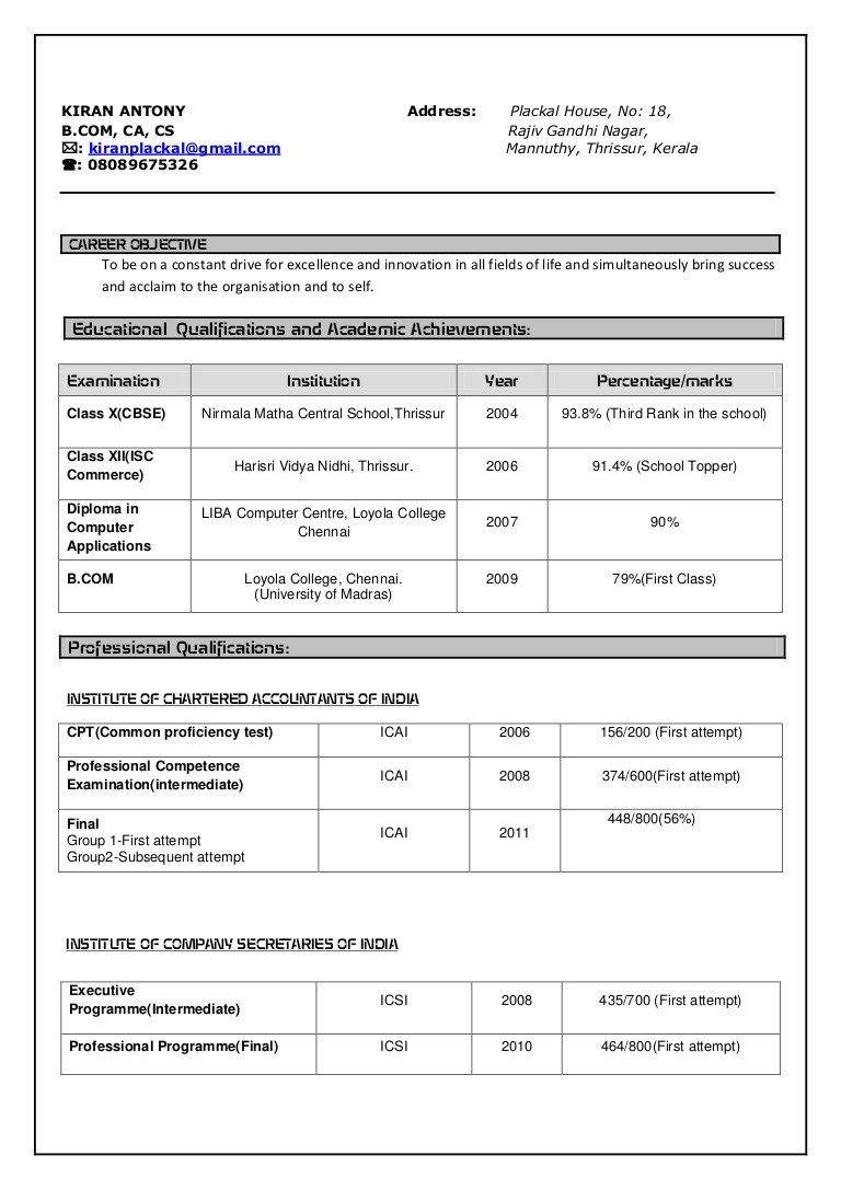 Resume format In Word for Ca Articleship williamsonga.us