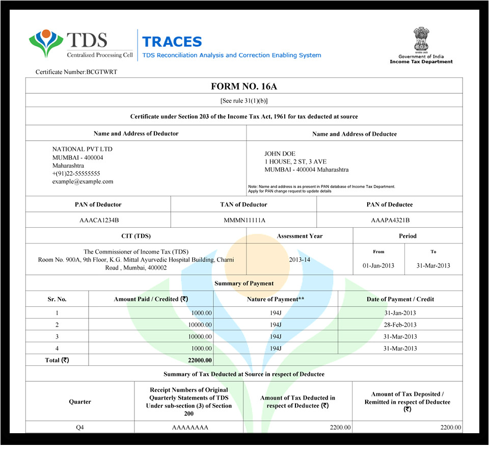 Pan Card Name Correction form Understanding Your form 16a williamson