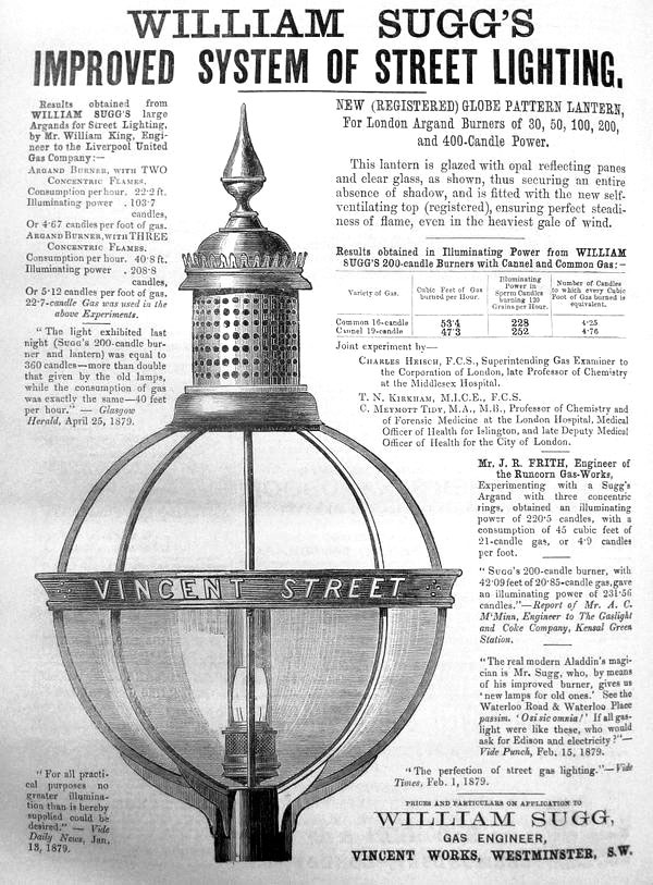 Gas street lights When were they first used? William Sugg & Co
