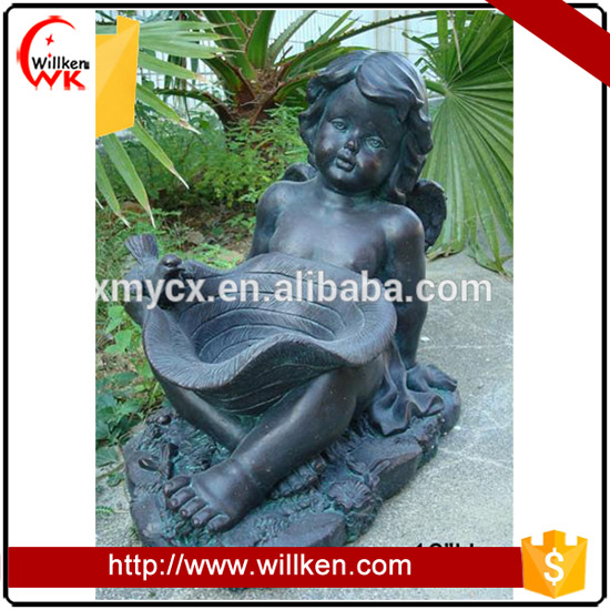 Garden angel statue antique cast iron bird feeder