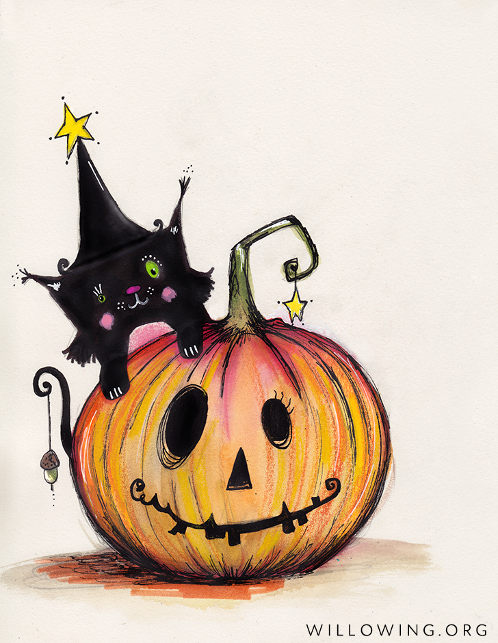 Happy Halloween Art Print Willowing Arts