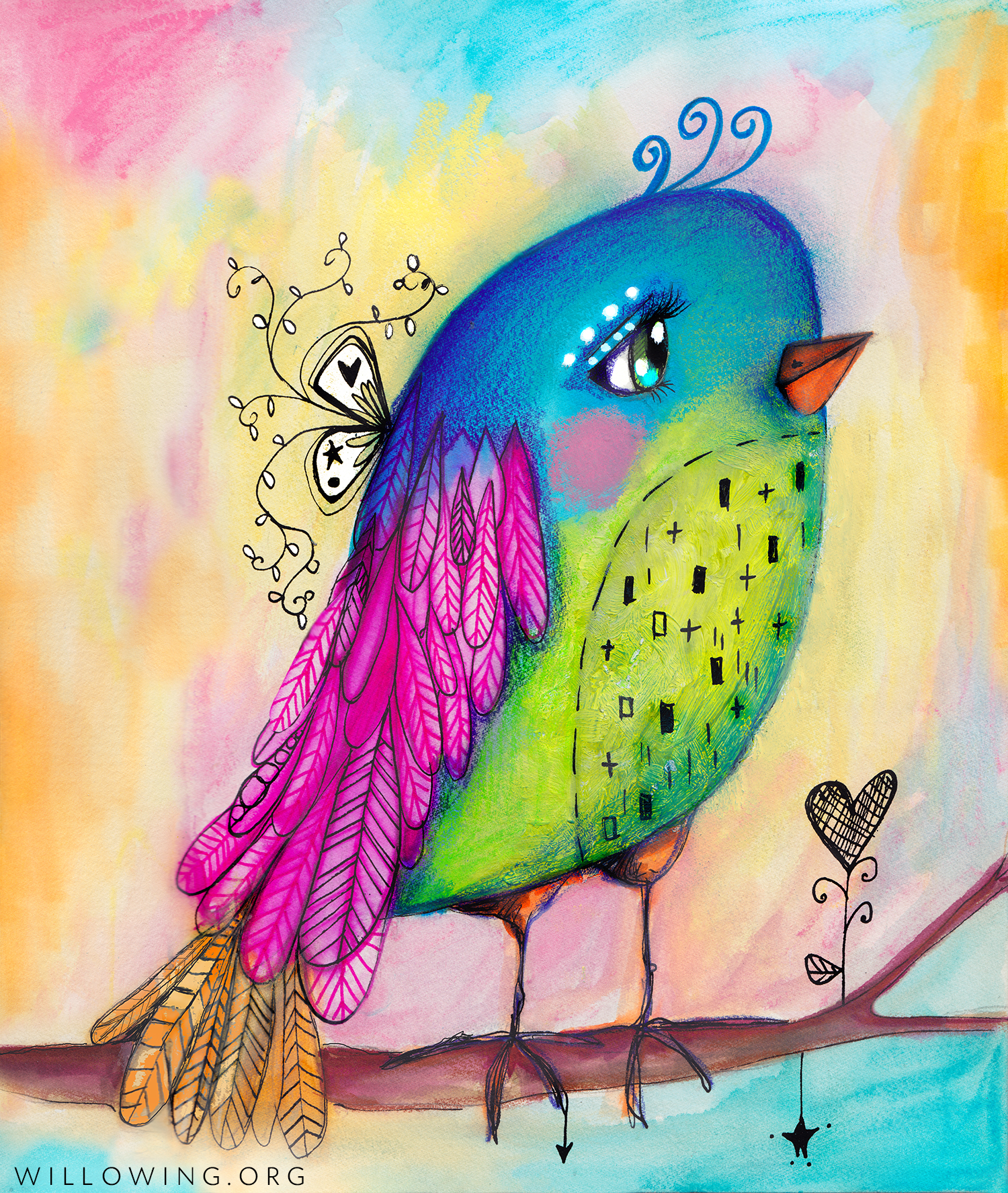 Sweet Bird Art Print Willowing Arts