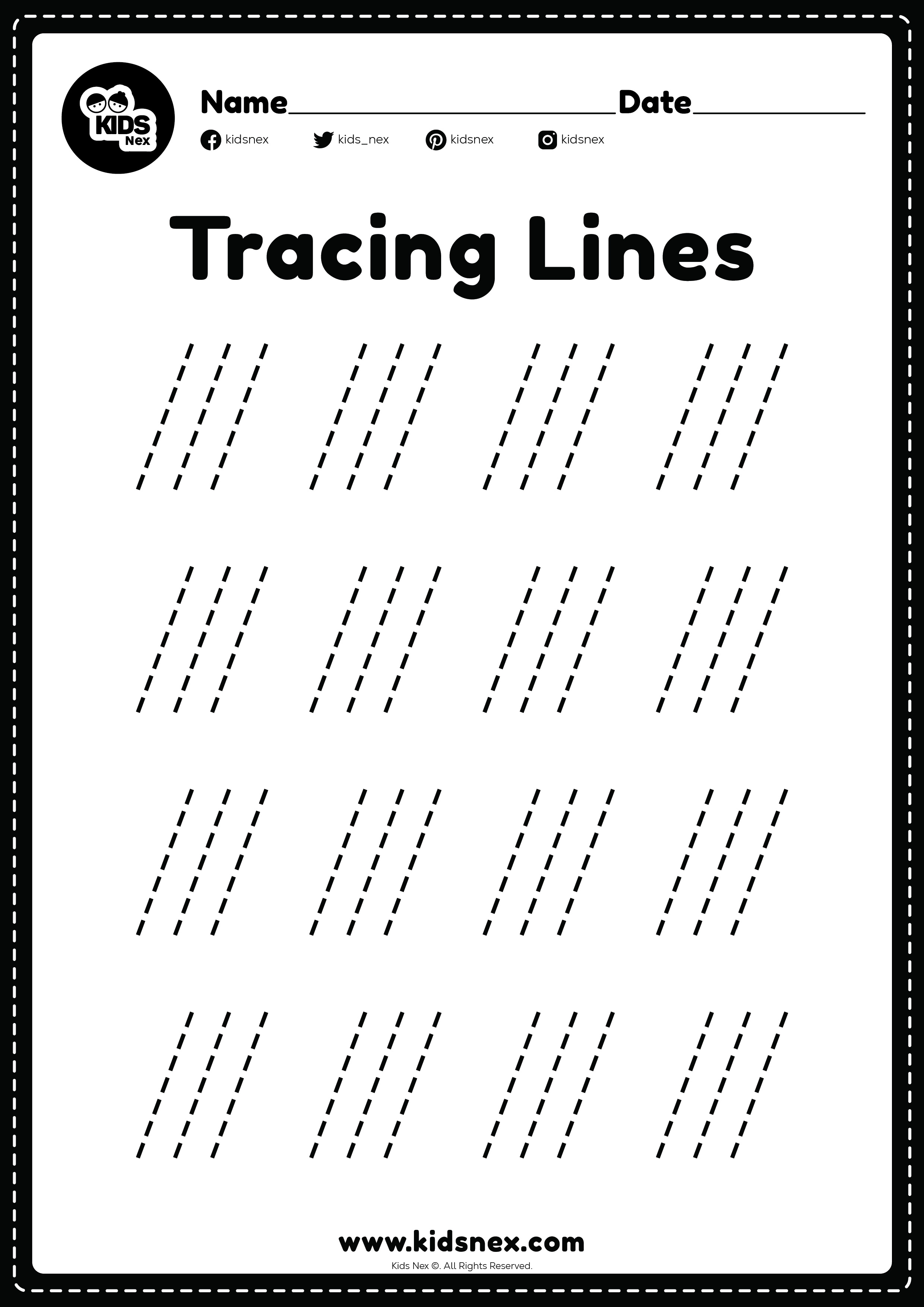 Left Slanting Line Worksheet For Kindergarten - Free Printable