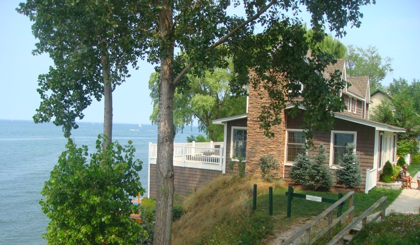 Sunset Island, seperationg Wilson Harbor and Lake Ontario in Wilson NY
