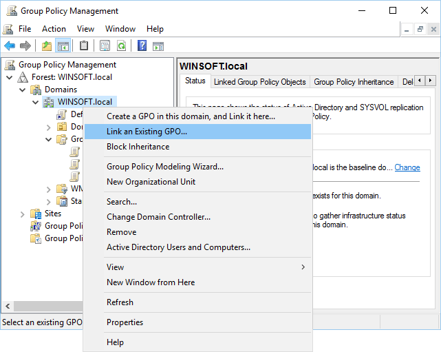 Linking the Folder Guard GPO