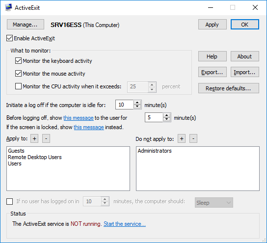 ActiveExit for Windows Server 2019 (WINEXIT replacement)