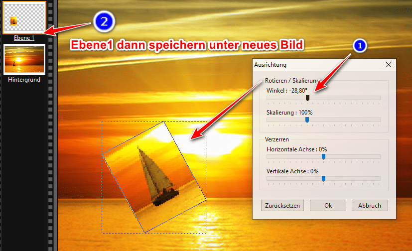 Grafikprogramm, das objekte gerade dreht
