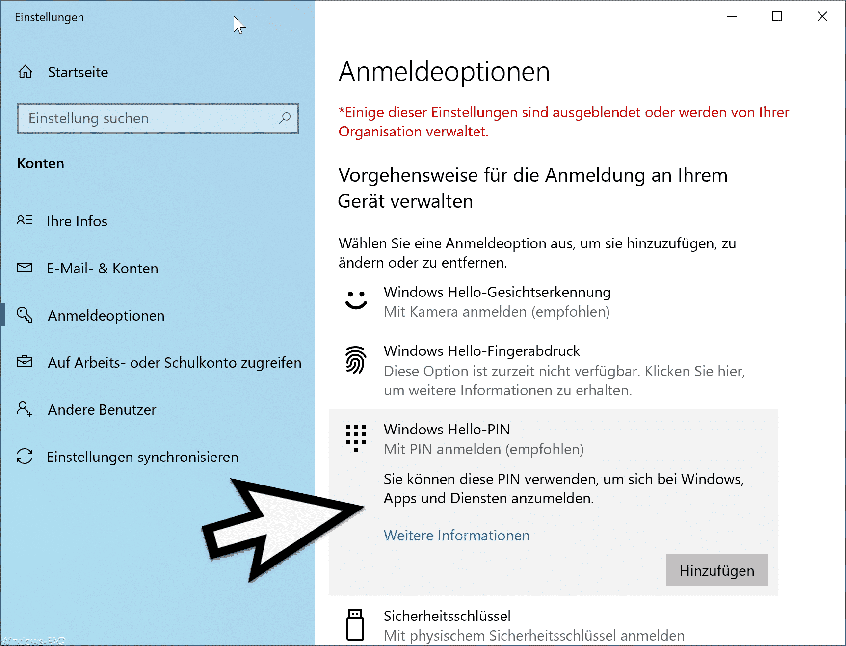 Windows Hello Pin Da hat etwas nicht geklappt, versuchen Sie es